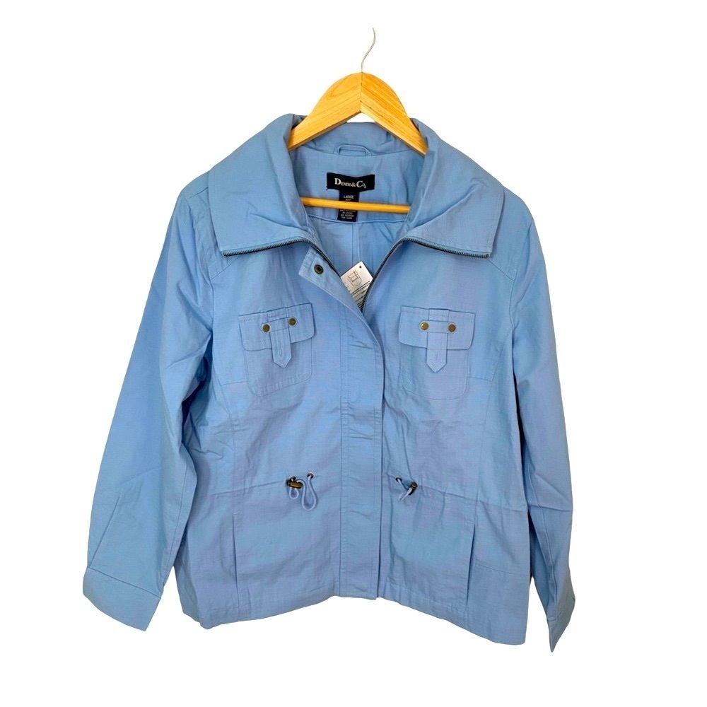 Denim & Co. Blue Anorak Style Full Zip Jacket NWT Size L